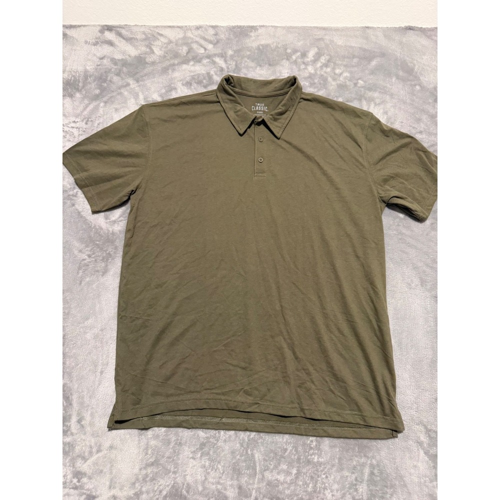 True Classic Polo Shirt Mens XL Green Short Sleeve Cotton Blend Casual 3711